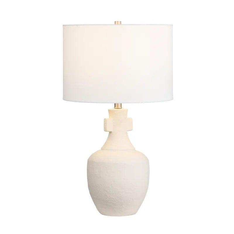 26.25" Coastal Cream Ceramic Table Lamp with Silver Accents. Picture 2
