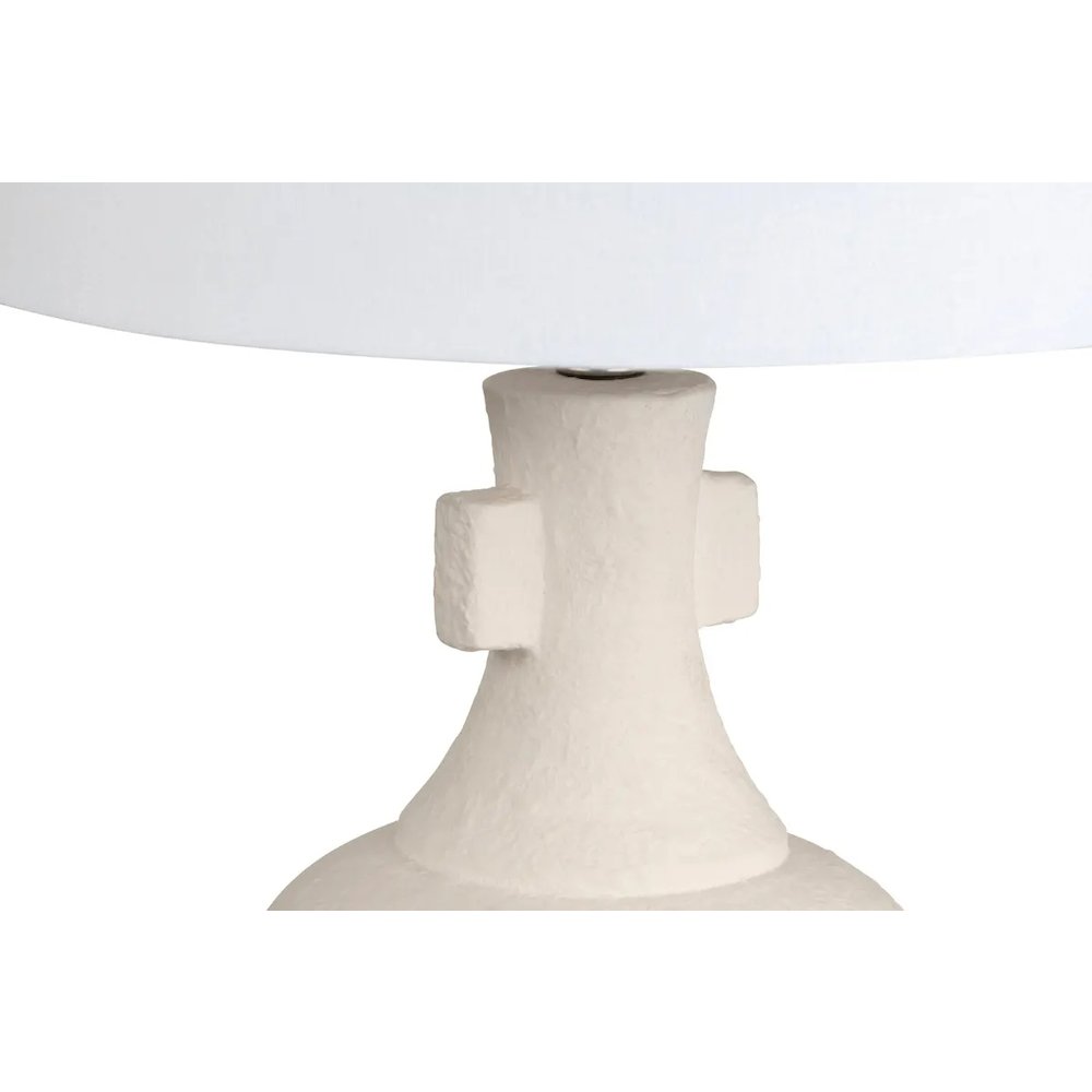 26.25" Coastal Cream Ceramic Table Lamp with Silver Accents. Picture 3
