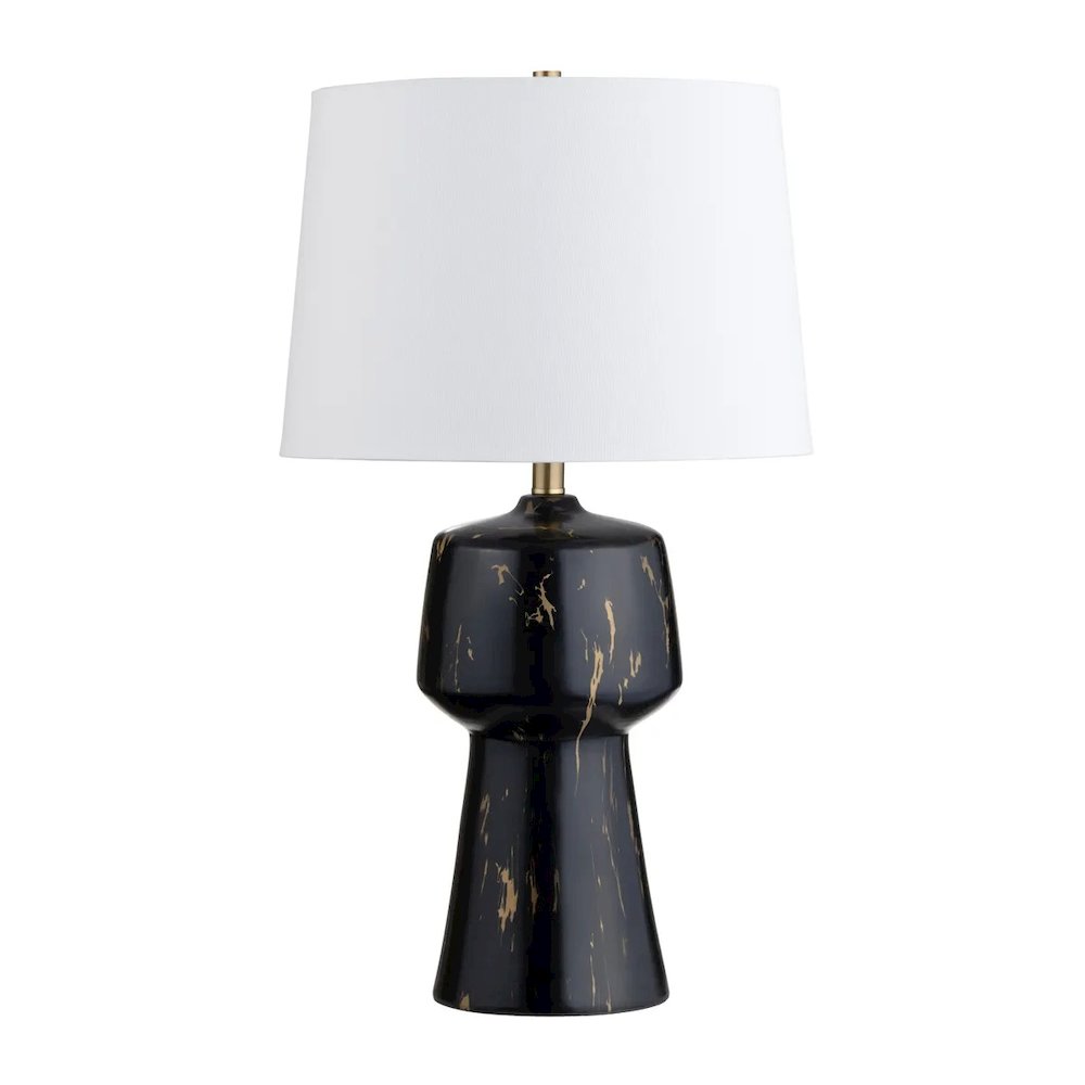 28.25" Transitional Black Ceramic Table Lamp with Gold Accents. Picture 1