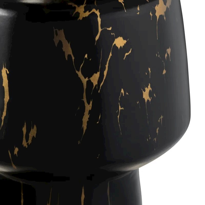 28.25" Transitional Black Ceramic Table Lamp with Gold Accents. Picture 3