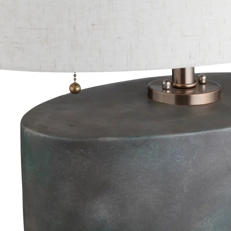 31.5" Transitional Silver Ceramic Table Lamp with Gold Accents. Picture 4
