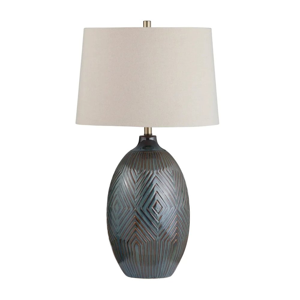 32" Transitional Green Ceramic Table Lamp. Picture 1