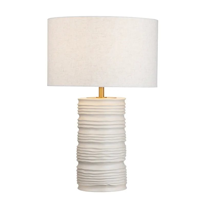 29" Coastal Elegance Ceramic & Rattan Table Lamp with Tapered Drum Shade. Picture 2
