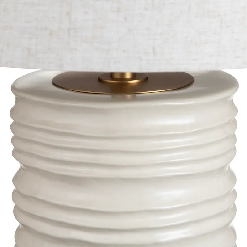 29" Coastal Elegance Ceramic & Rattan Table Lamp with Tapered Drum Shade. Picture 3