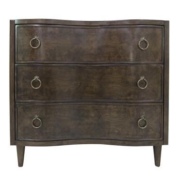 Hawthorne Estate 3 Curved Drawer Olive Ash Burl Chest. Picture 1