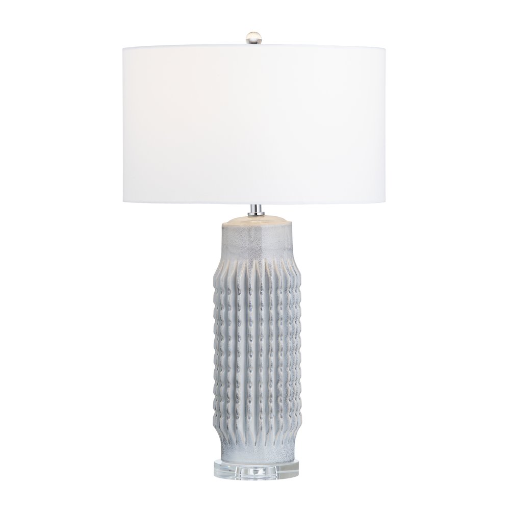 Set Of 2 Powdered Blue Ceramic Lamps With Crystal Bases. Picture 2