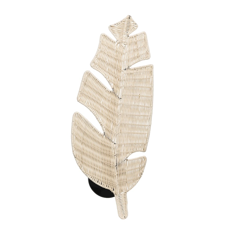 24.25"H Tan Wicker Leaf Wall Sconce. Picture 1