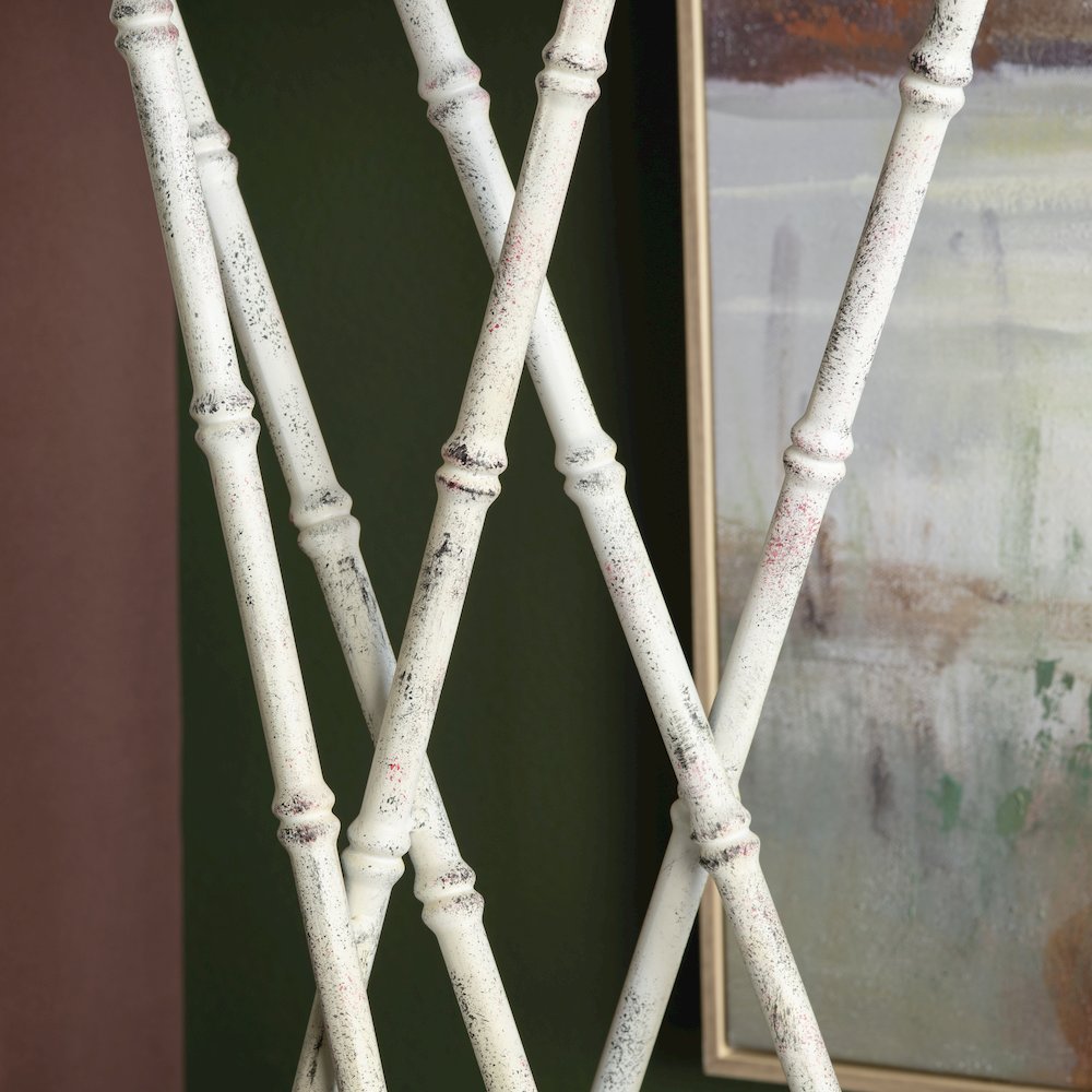 36.25"H Metal Bamboo Shoots And Marble Table Lamp With Linen Shade. Picture 5