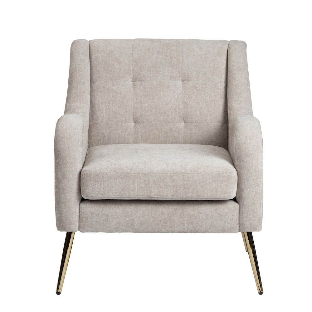 Cream Tufted Upholstered Accent Chair. Picture 2
