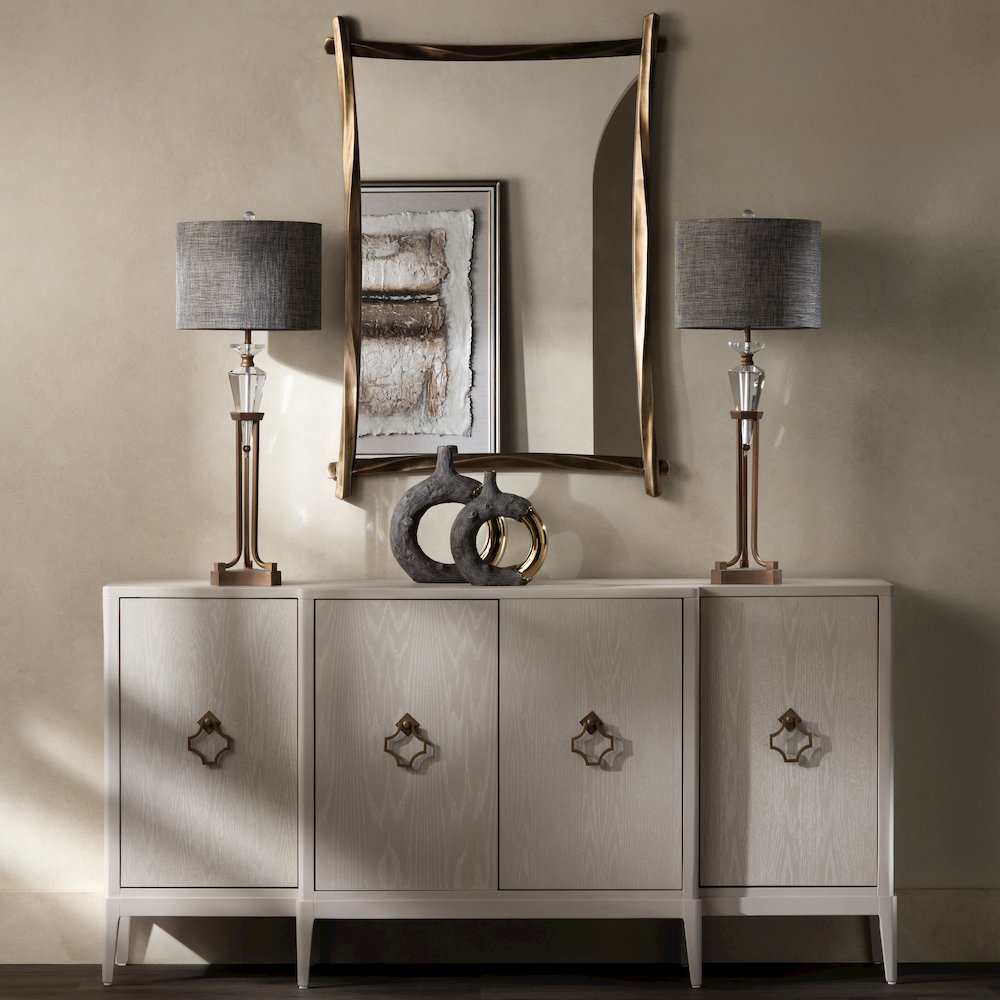 36"H Crystal & Metal Table Lamp With Shade. Picture 4