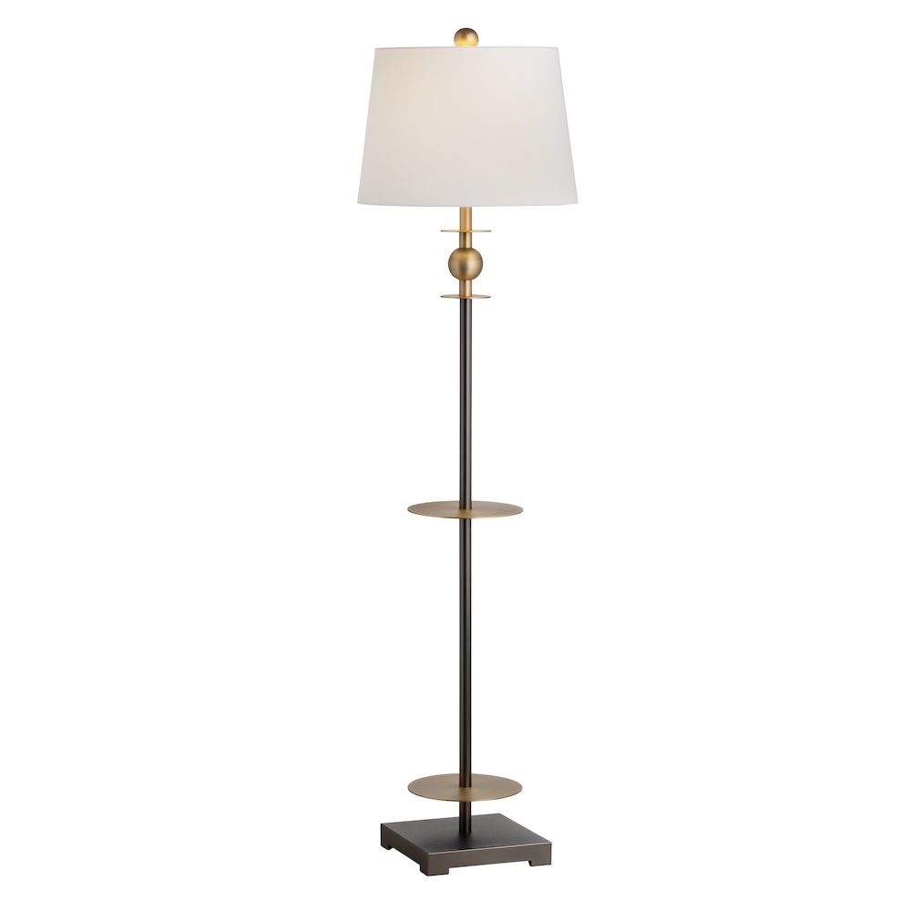 Bronze And Brass Metal Floor Lamp With Stacked Discs And Tapered Shade.. Picture 2