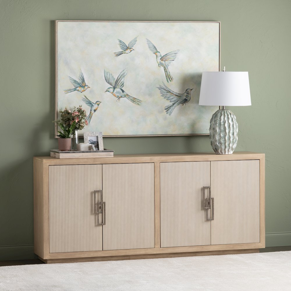 80" Tan & Cream 4-Door Media Credenza. Picture 5