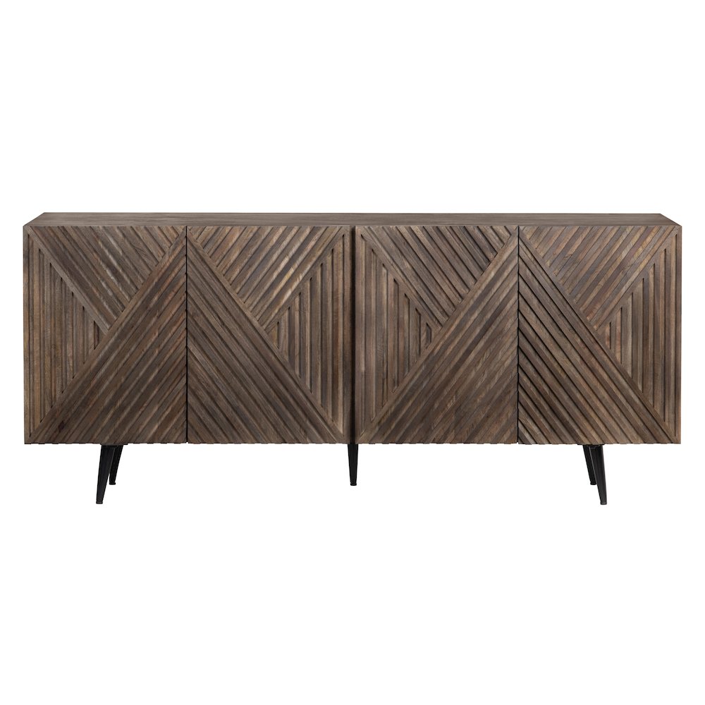 69" Solid Wood & Metal 4-Door Media Credenza. Picture 2
