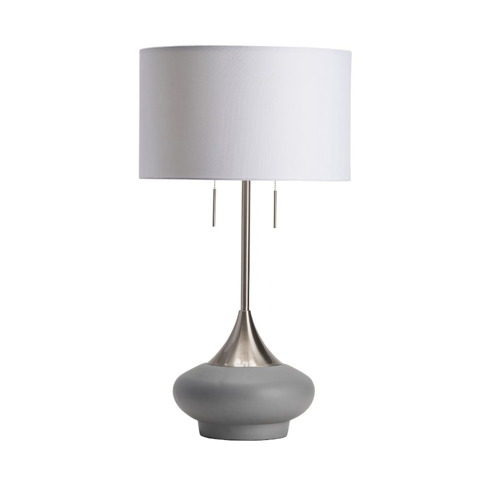 32.25"H Metal & Concrete Table Lamp With Linen Shade. Picture 1