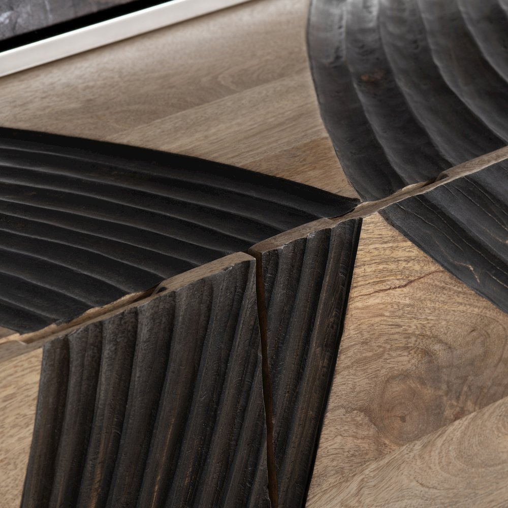 80" Brown Solid Wood 4-Door Media Credenza. Picture 6