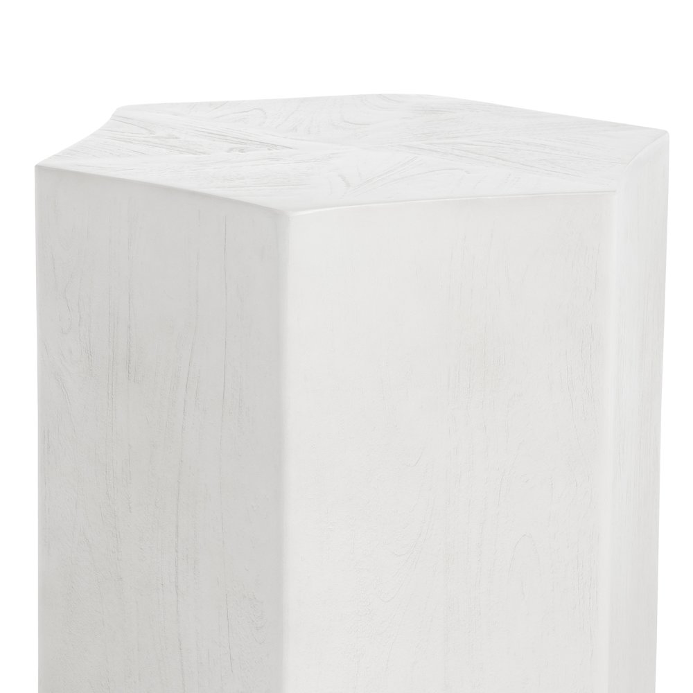 Textured White Hexagon Shaped Accent_End Table. Picture 3