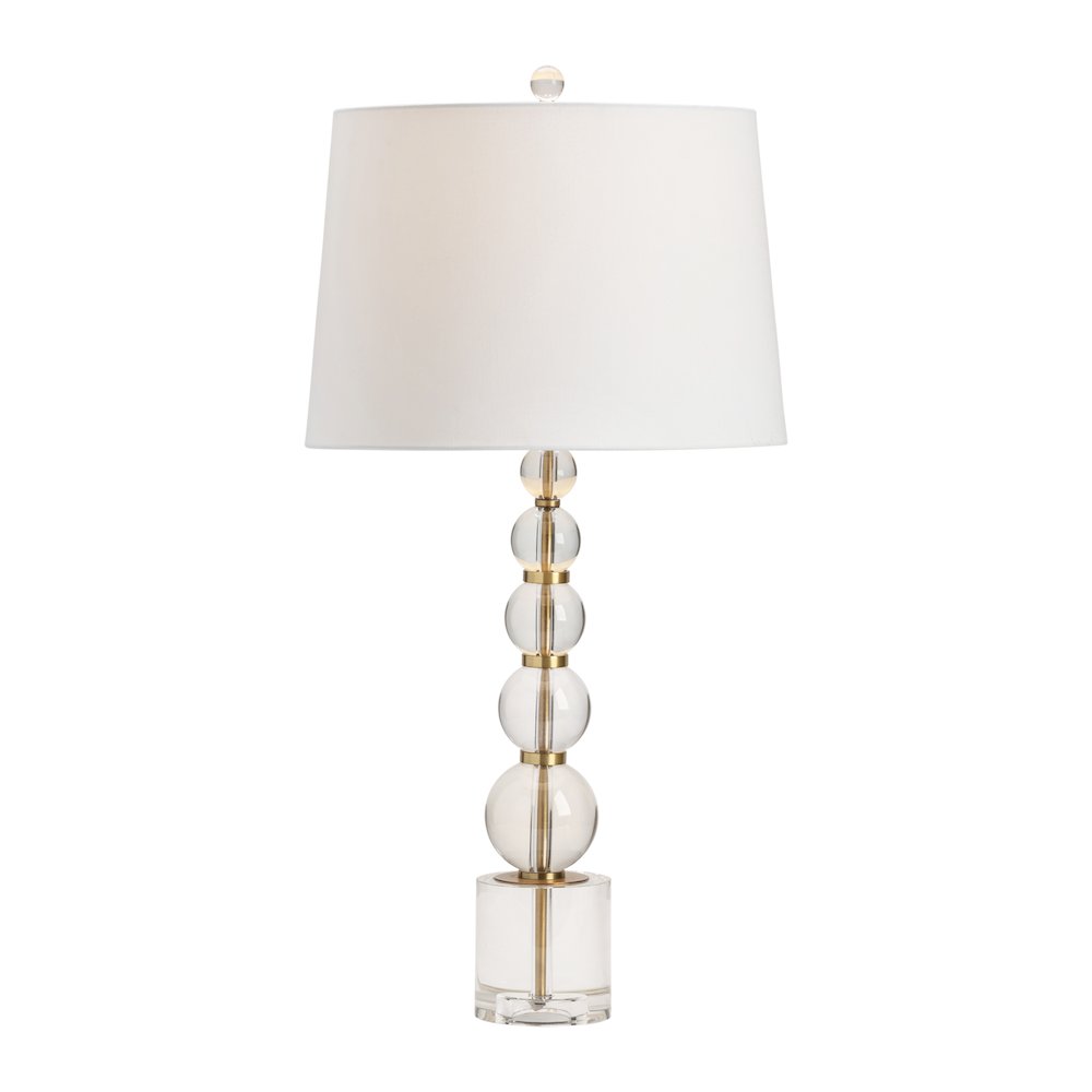 Stacked Crystal Sphere Table Lamp With Gold Accents And Tapered Shade.. Picture 2