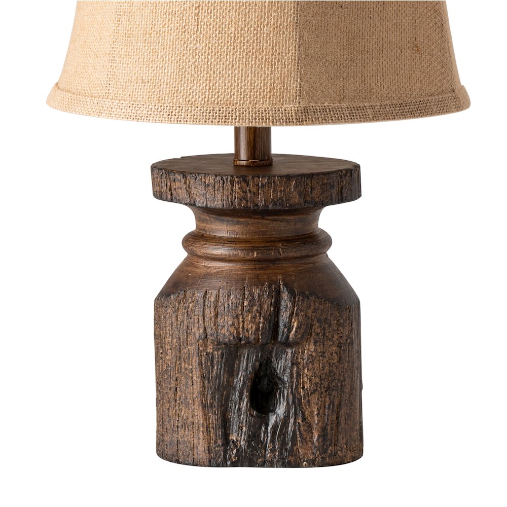 Brown Resin Lamp With Carved Base And Tan Shade. Picture 4