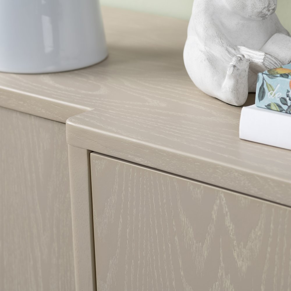 75.5" Beige With A Yellow Undertone 4-Door Media Credenza. Picture 6