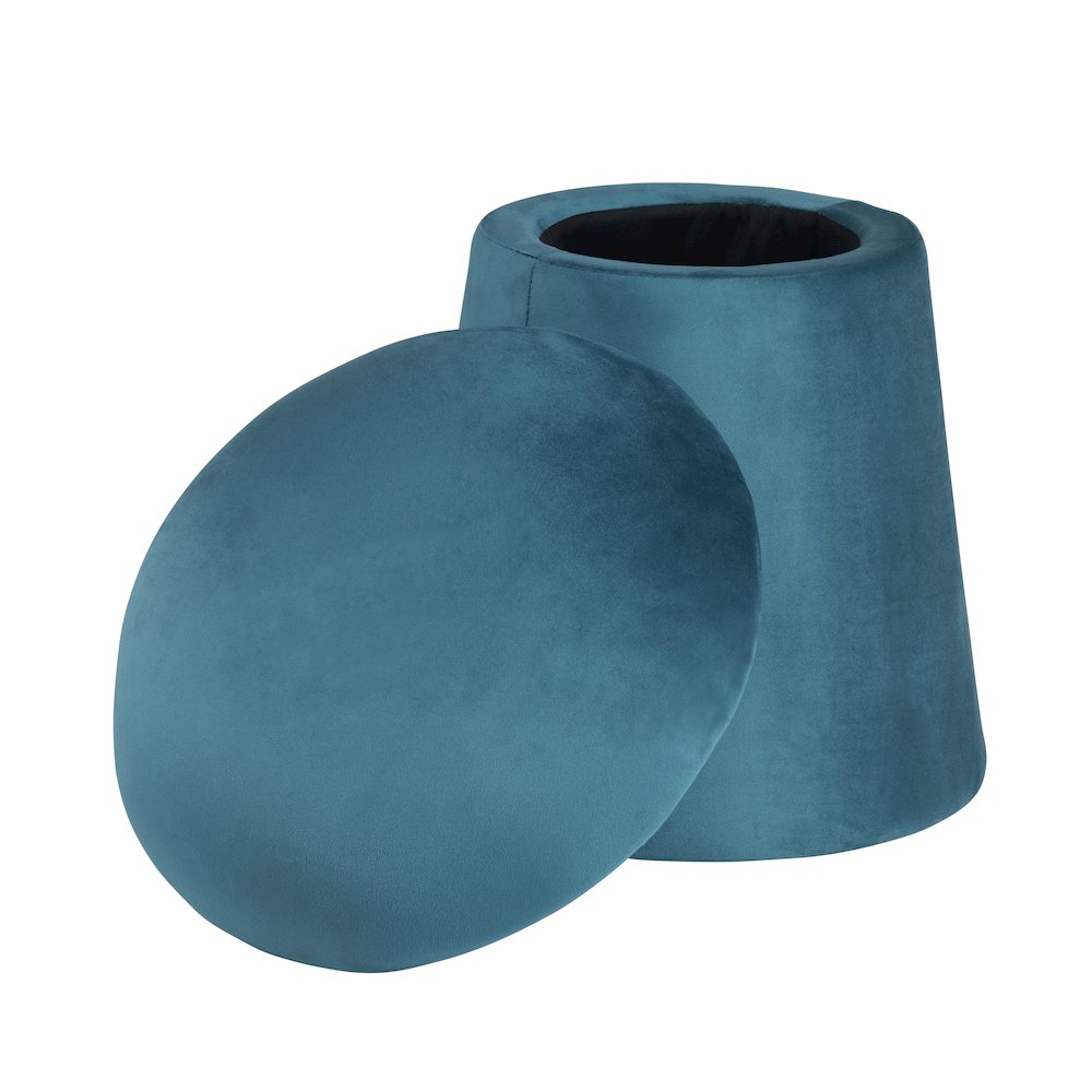 Teal Velvet Mushroom Ottoman W/ Storage. Picture 2
