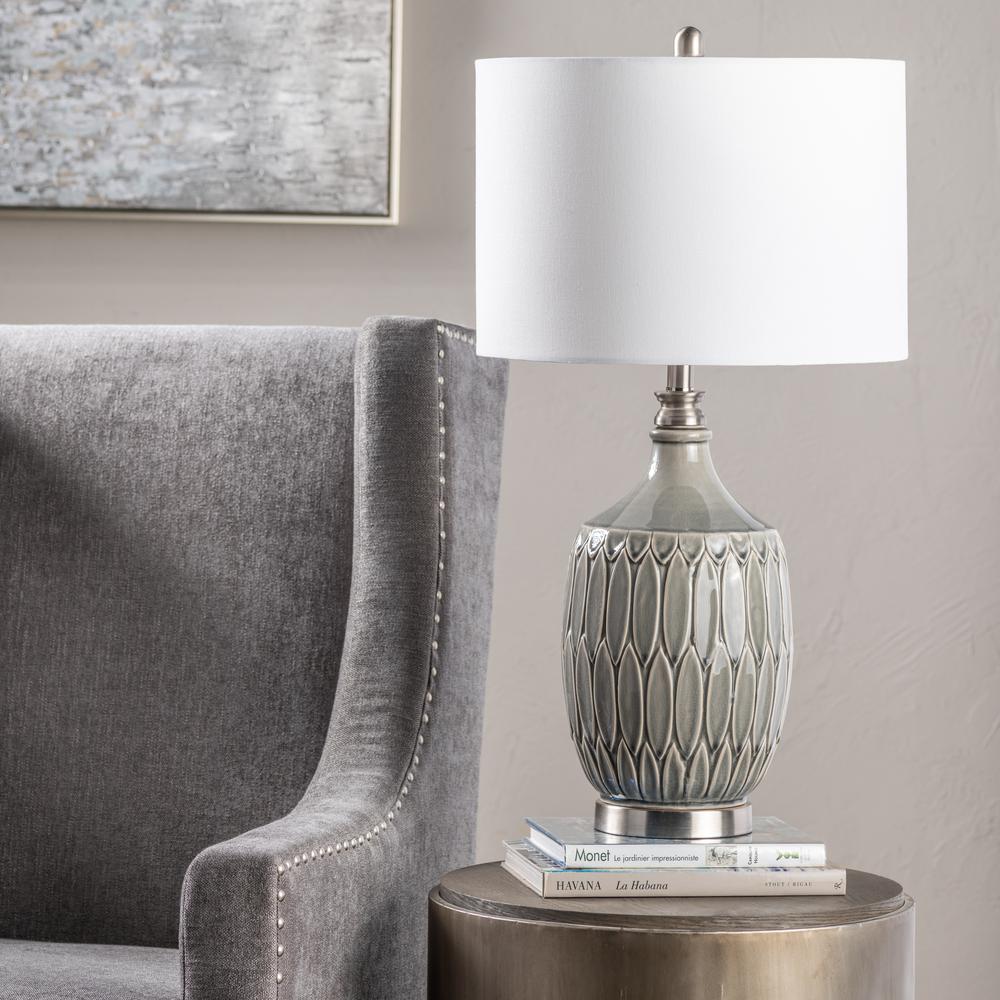 Crestview Collection Carlisle Gray Ceramic Vase Table Lamp. Picture 2