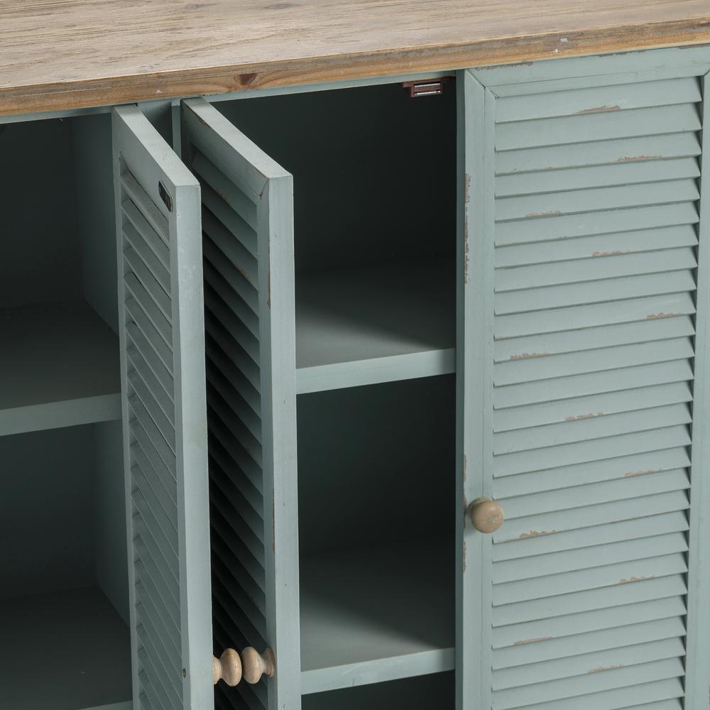 Crestview Collection Clearwater 6 Louvered Door Sea Wash Sideboard. Picture 3