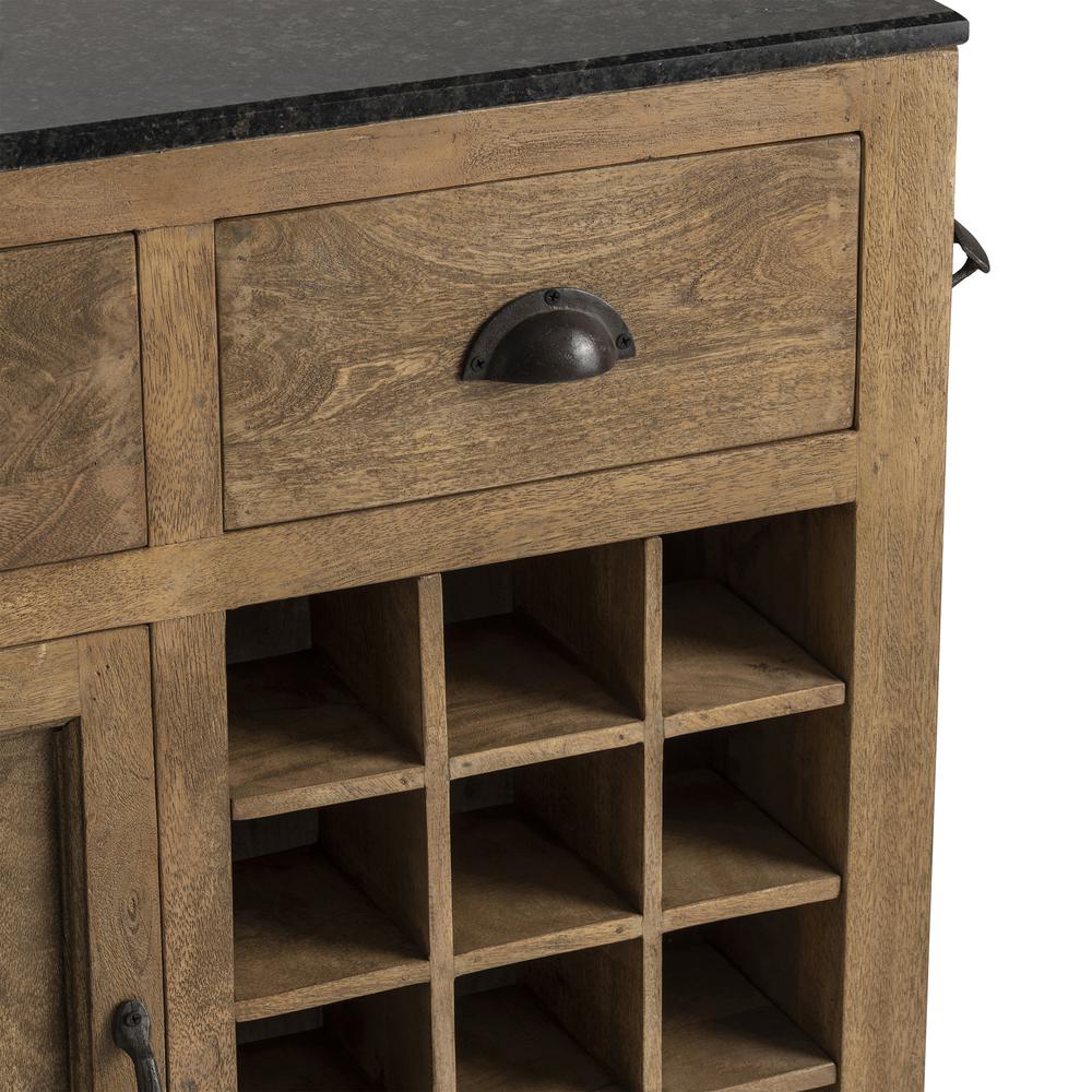 Bengal Manor Mango Wood and Granite Kitchen Island. Picture 4