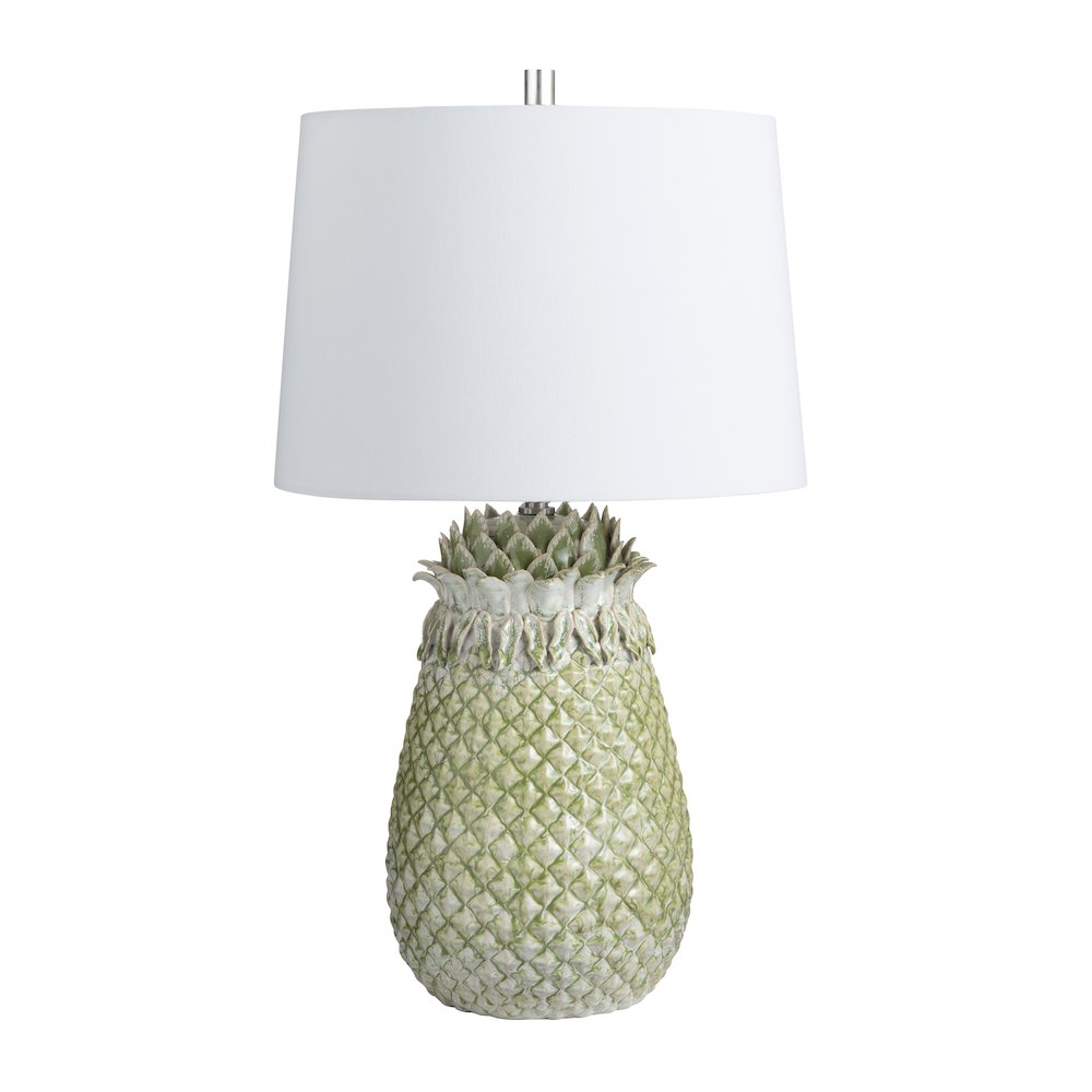 Green Glazed Pineapple Lamp With Tapered Shade. Picture 1
