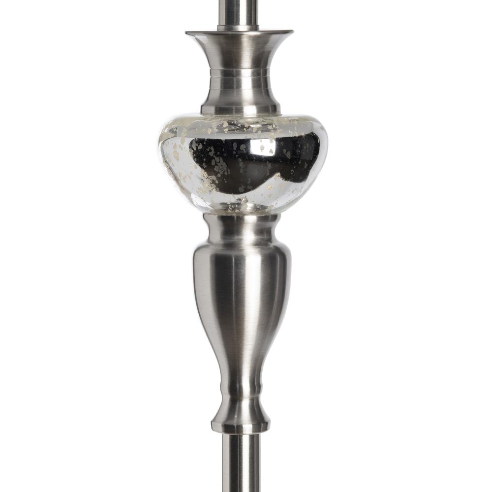 Crestview Collection Finely Brushed Nickle Floor Lamp with Glass Detail. Picture 4