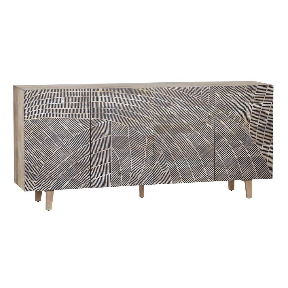 79" Solid Wood 4-Door Media Credenza. Picture 1