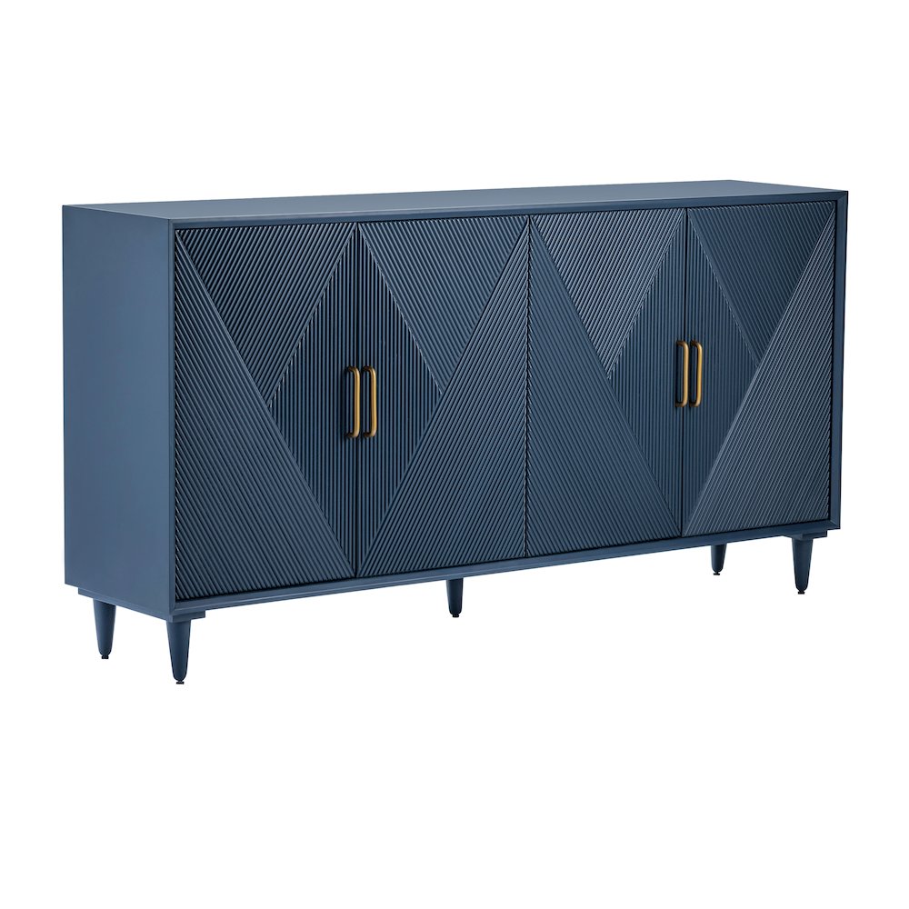72" Navy Blue 4 Door Media Credenza. Picture 1