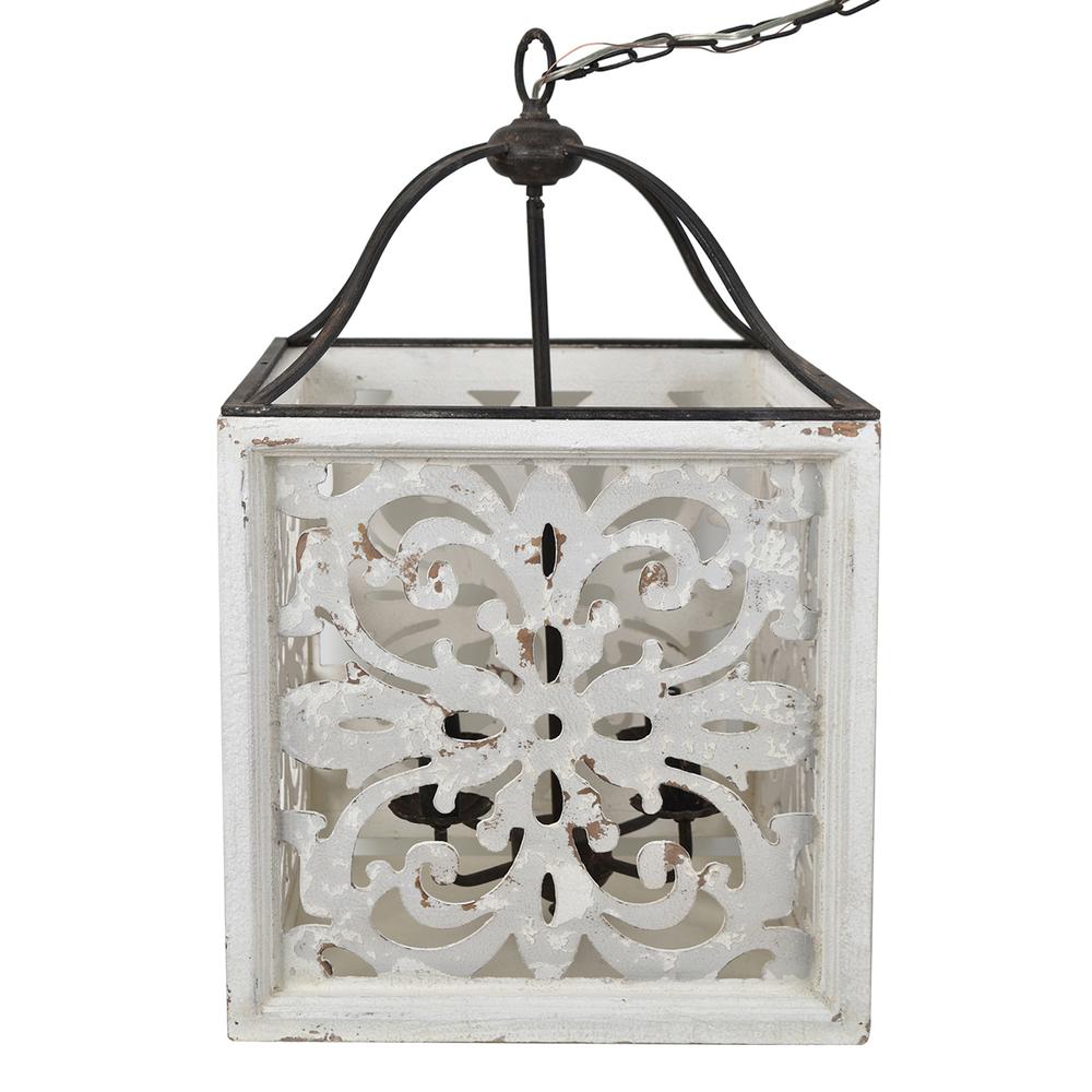 Mariah 29" White Wood and Metal Pendant Light. Picture 1
