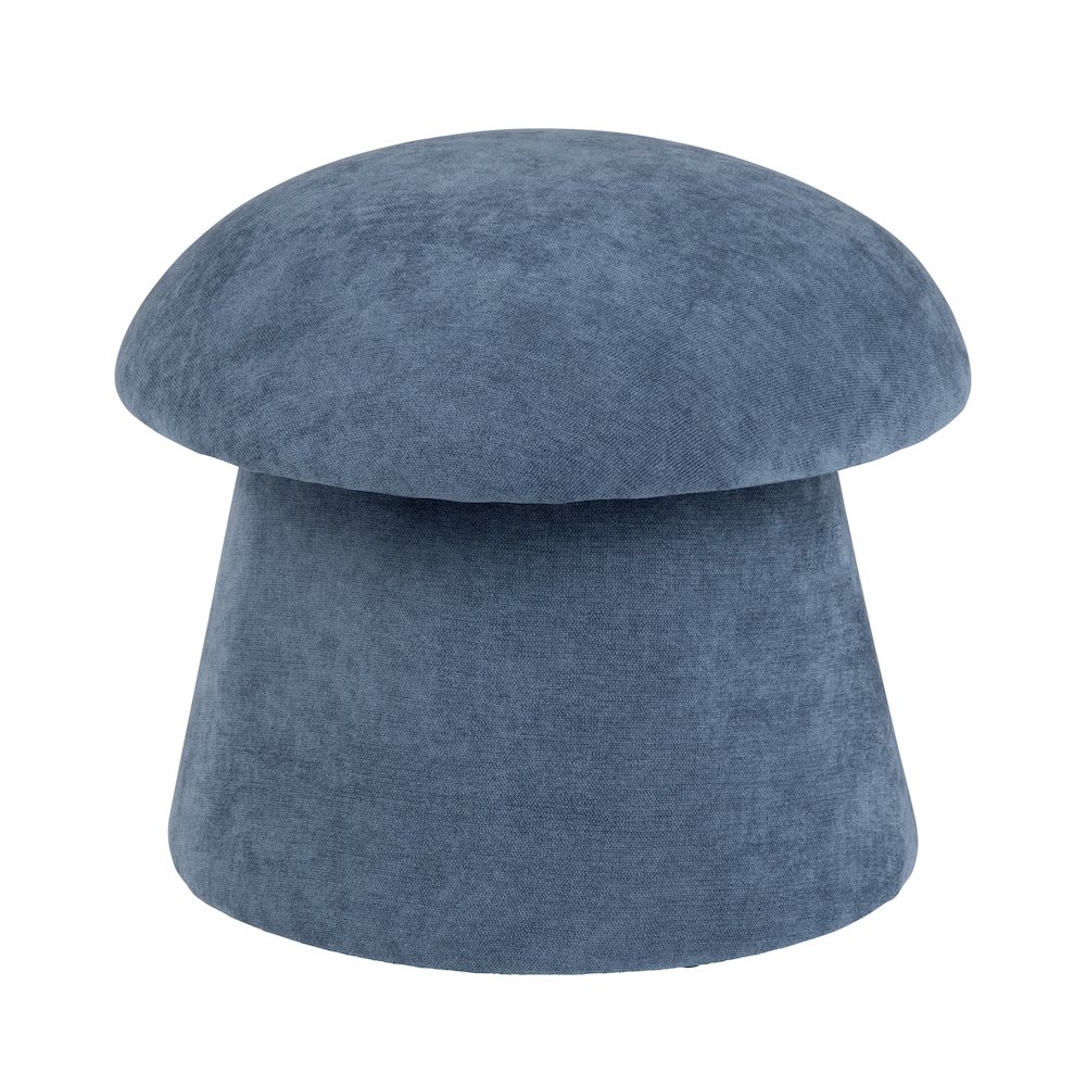 Navy Blue Chenille Mushroom Ottoman W/ Storage. Picture 1