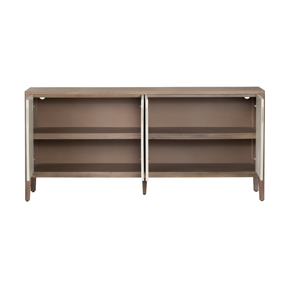 74" Warm Brown 4-Door Media Credenza. Picture 3