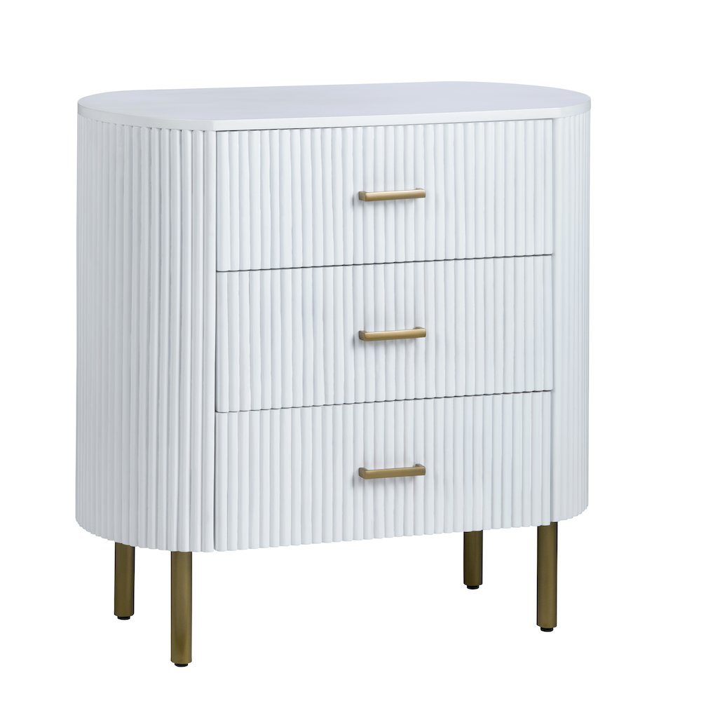 3-Drawer White Accent Chest. Picture 1