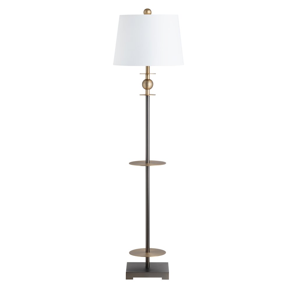 Bronze And Brass Metal Floor Lamp With Stacked Discs And Tapered Shade.. Picture 1