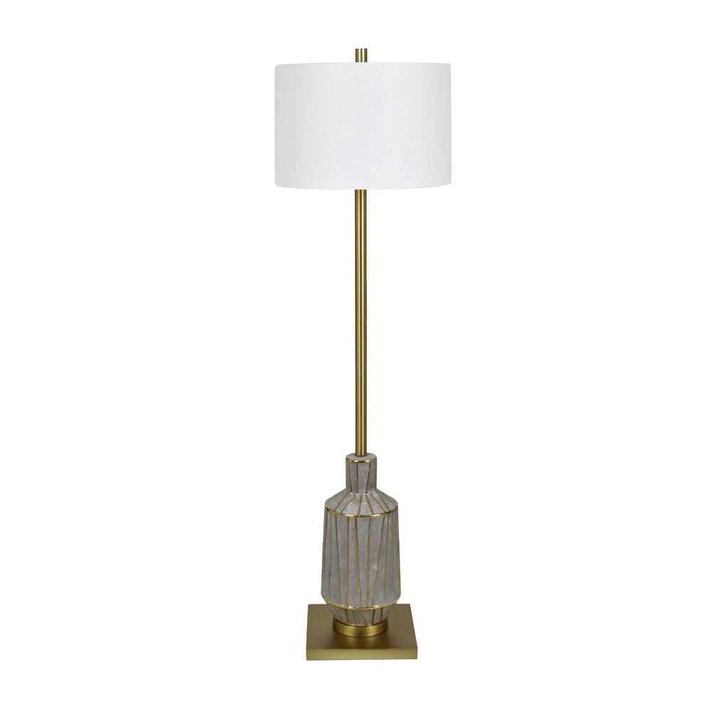 62.5"H Ceramic Floor Lamp With Linen Shade. Picture 1