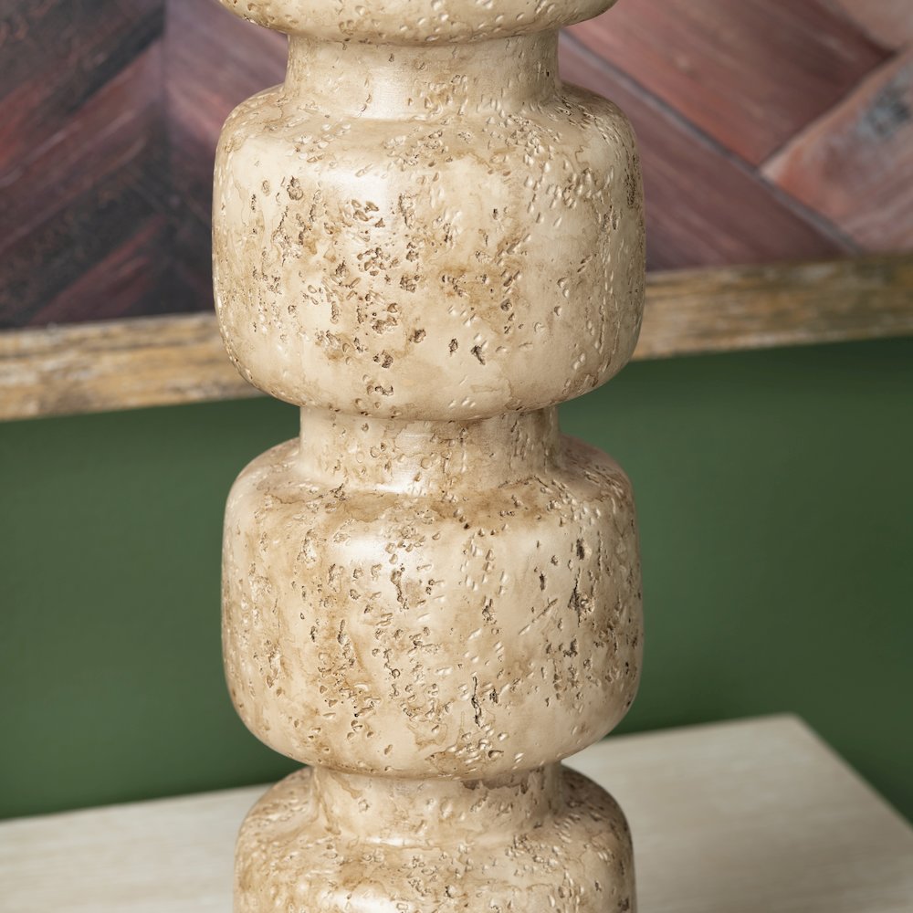 Set Of 2 Travertine Look Resin Table Lamp With Linen Shade. Picture 5