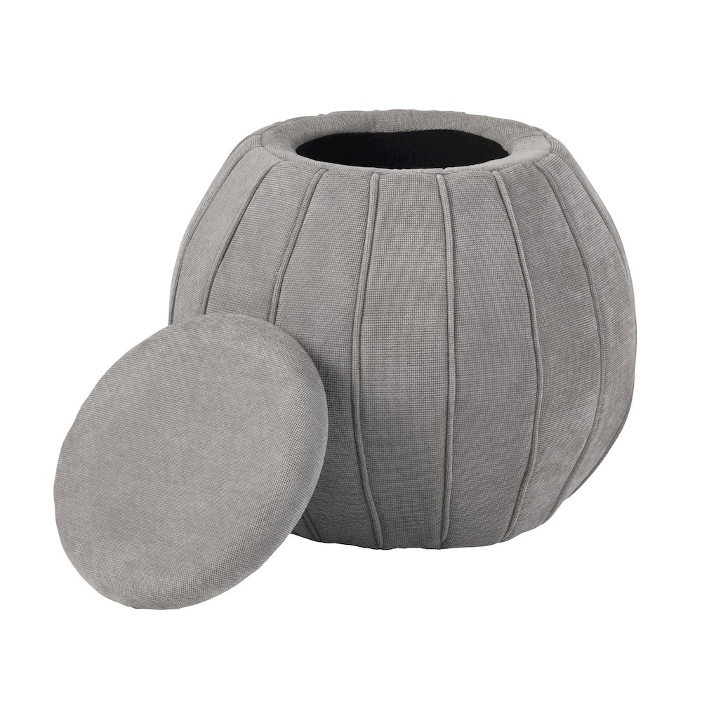 Taupe Round Ottoman W/ Storage. Picture 2