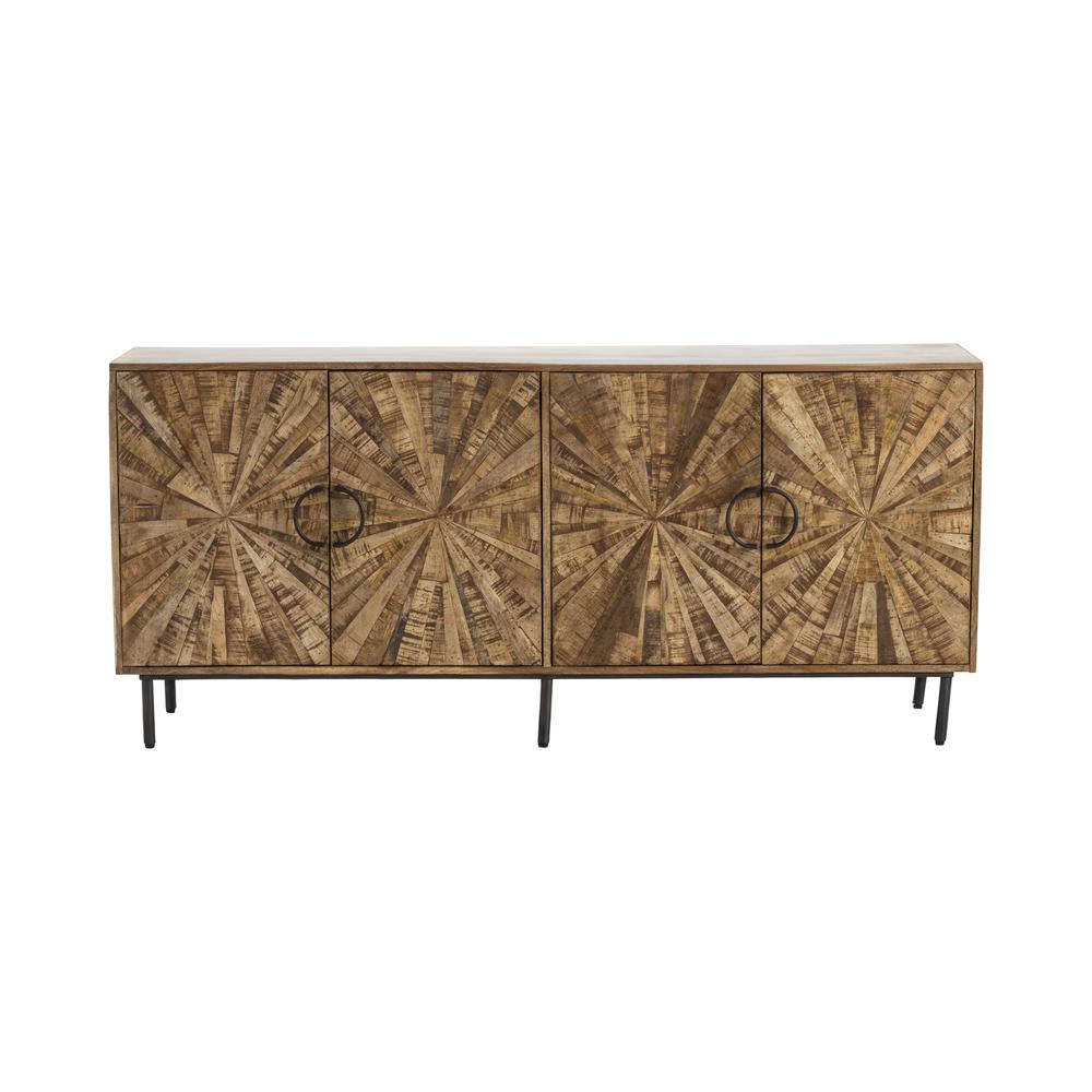 Crestview Collection Roswell Four Door Sideboard, Medium Brown, Wood. Picture 1