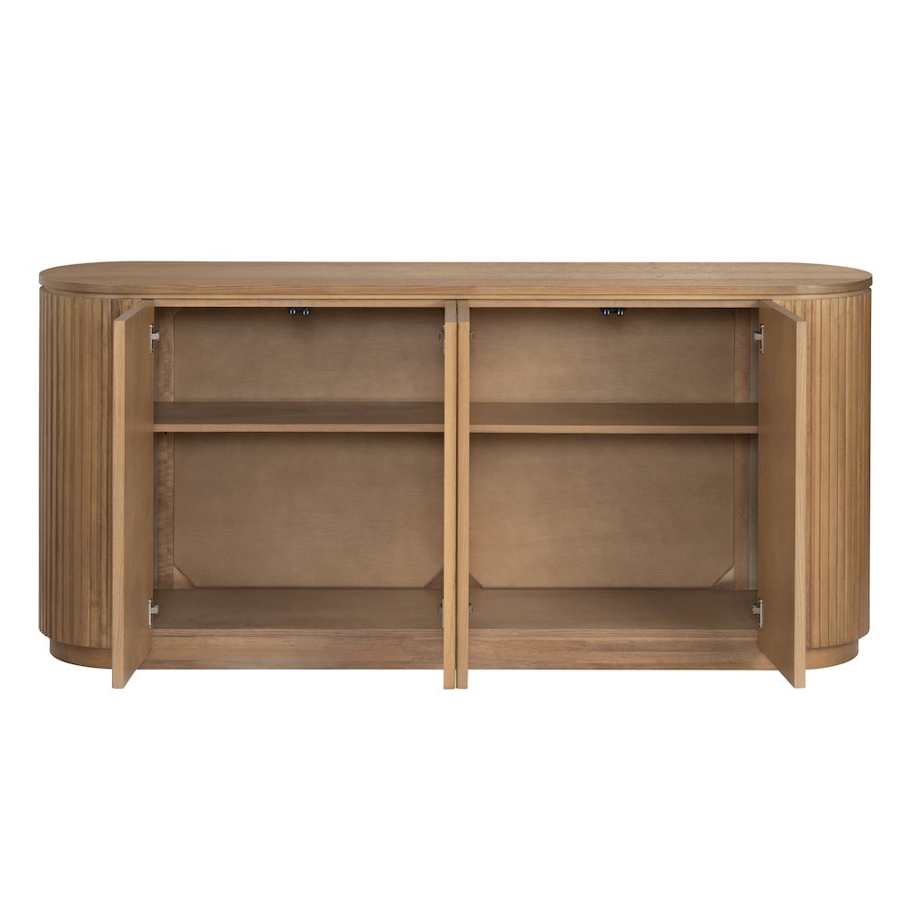 72" Honey Brown 4-Door Credenza. Picture 3
