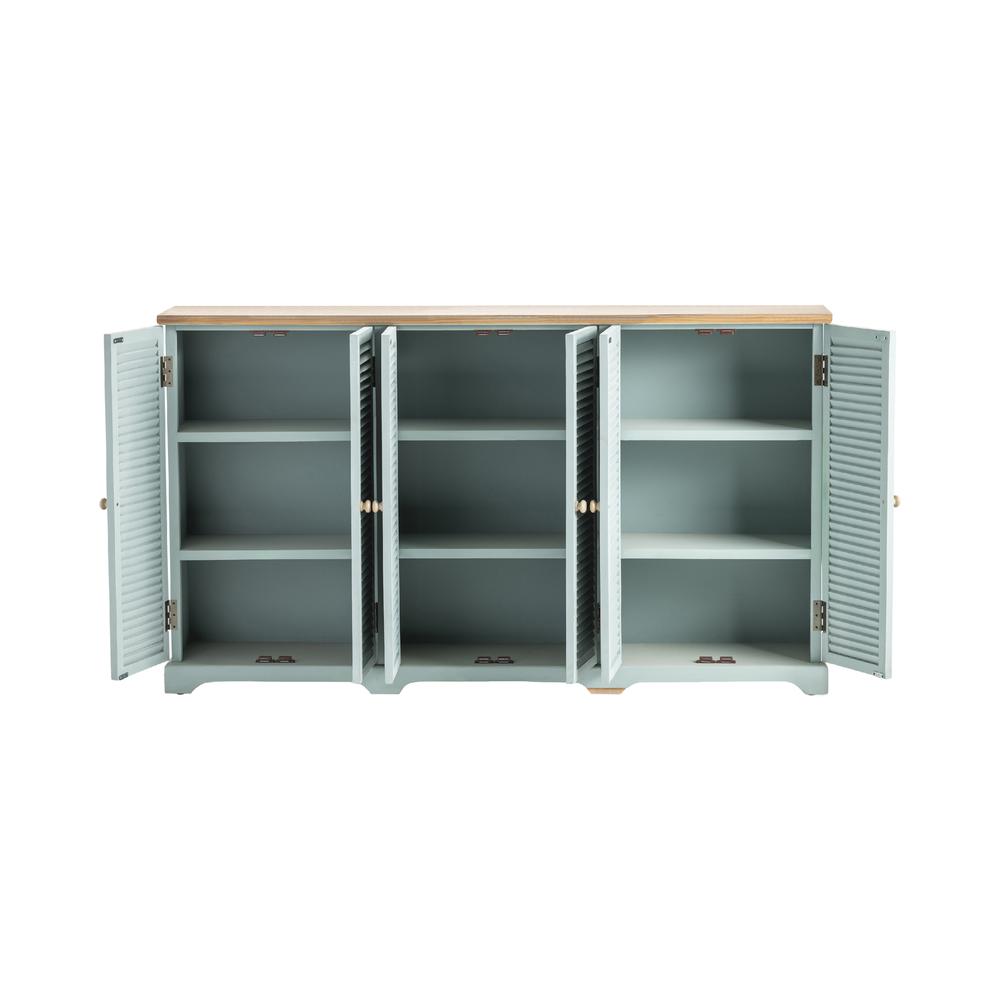 Crestview Collection Clearwater 6 Louvered Door Sea Wash Sideboard. Picture 4