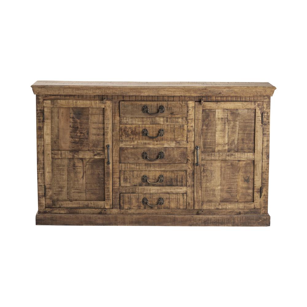 Crestview Collection Bengal Manor Mango Wood 5 Drawer 2 Door Sideboard, Brown. Picture 2