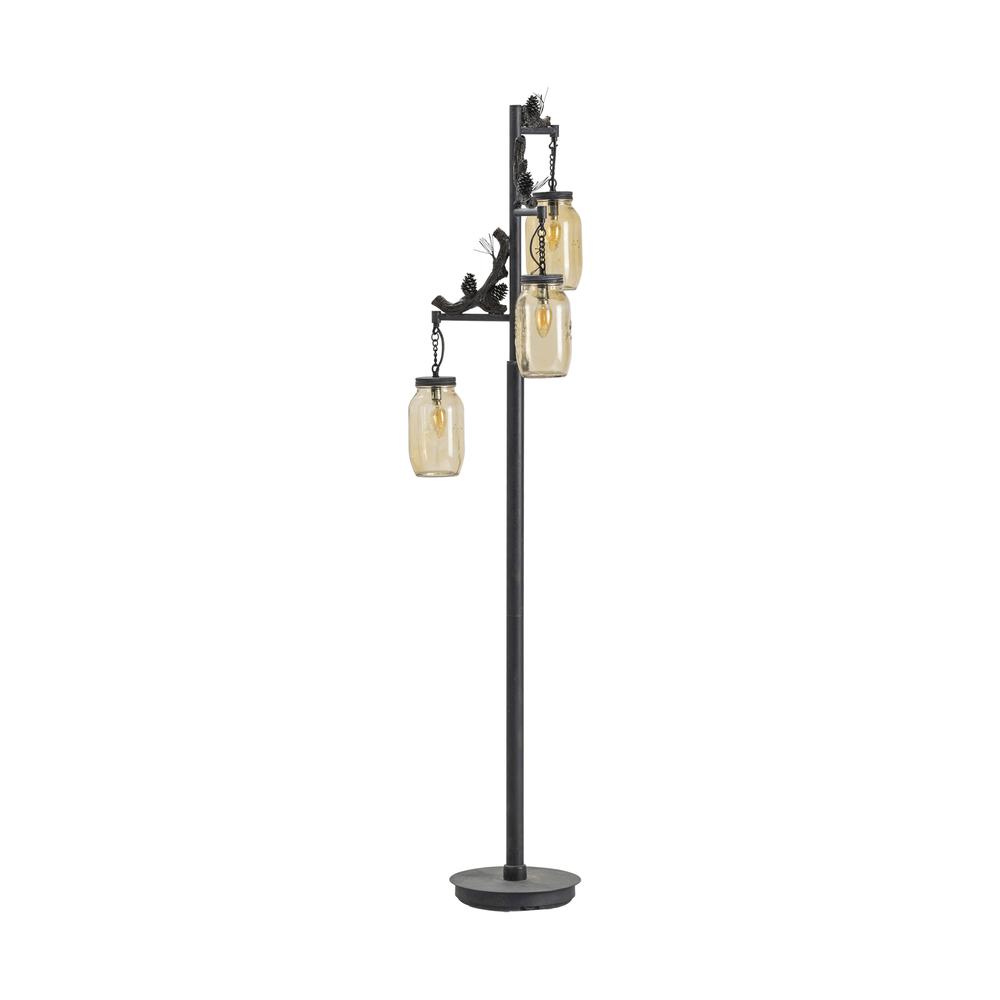 Crestview Collection CVAER740 Fire Catcher Floor Lamp Lighting, Gray. Picture 4