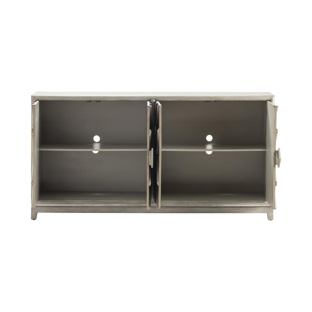 Crestview Collection Emerson 4 Door Diamond Design Grey Oak Sideboard. Picture 4