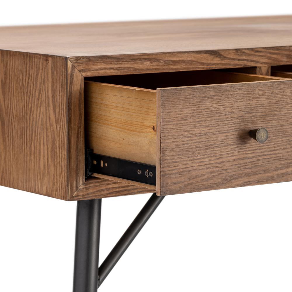 Crestview Collection Nolan 3 Drawer Metal and Burnished Oak Desk Accessories. Picture 3