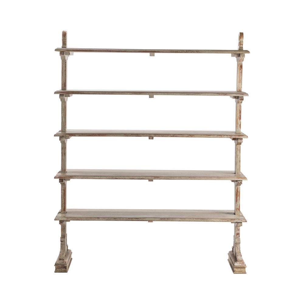 Bengal Manor Mango Wood 5 Tier Aged Ash Open Bookshelf. Picture 2