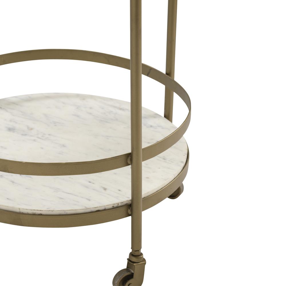 Vine Grove Metal, Marble, and Glass Bar Cart. Picture 3