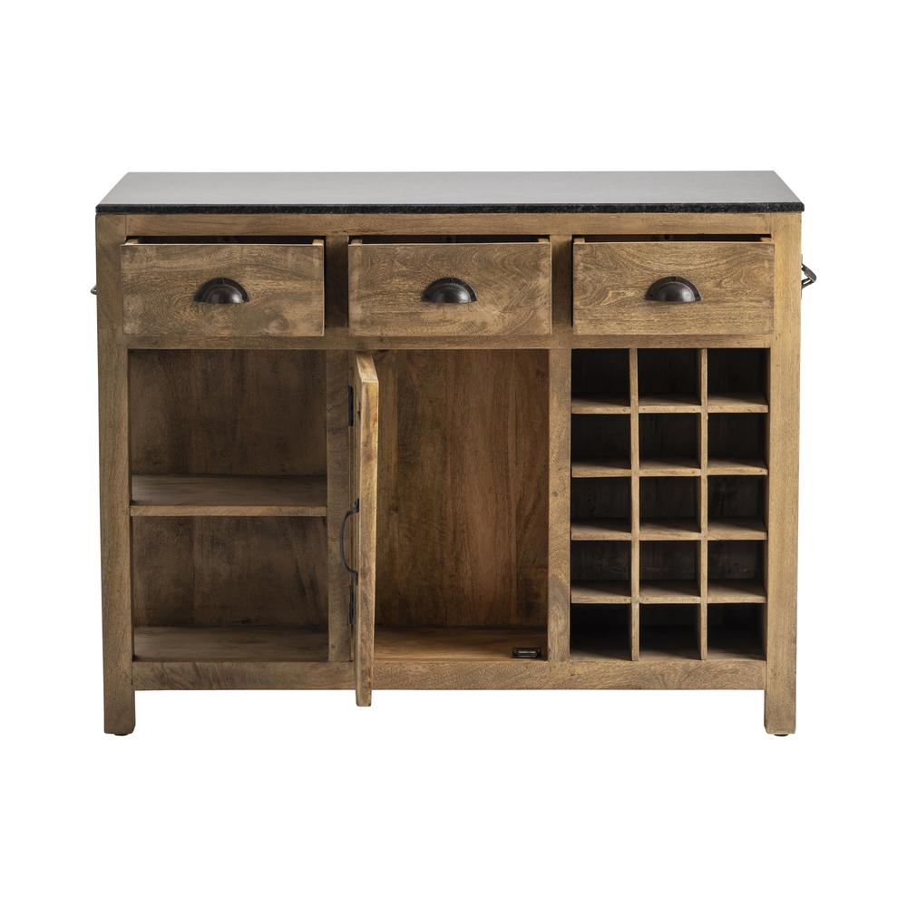 Bengal Manor Mango Wood and Granite Kitchen Island. Picture 3