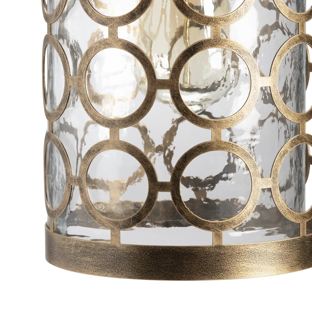 Crestview Collection Rosalie Distressed Antique Brass and Glass Pendant. Picture 3